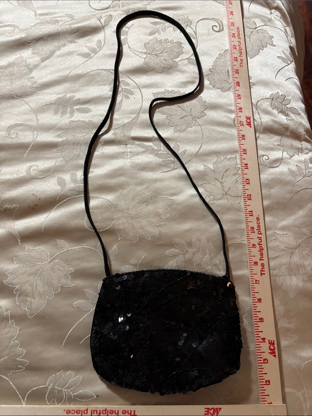 Black Sequin Mini Crossbody Evening Bag